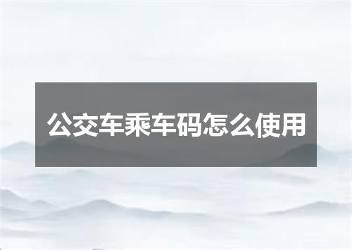 公交车乘车码怎么使用