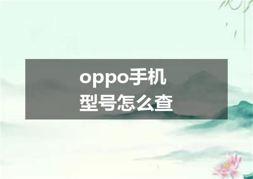 oppo手机型号怎么查
