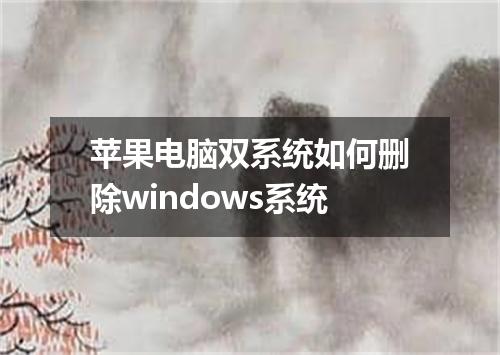 苹果电脑双系统如何删除windows系统