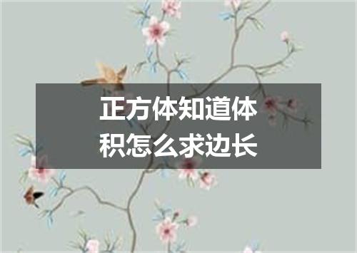 正方体知道体积怎么求边长