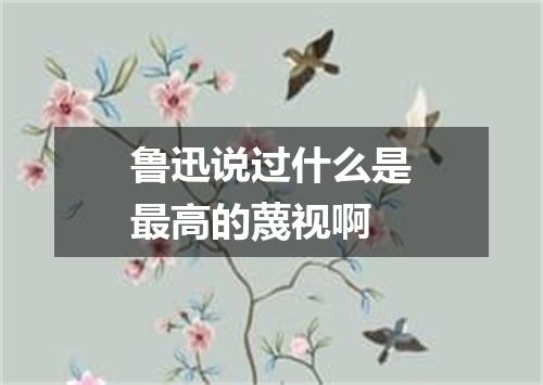 鲁迅说过什么是最高的蔑视啊