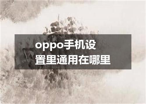 oppo手机设置里通用在哪里