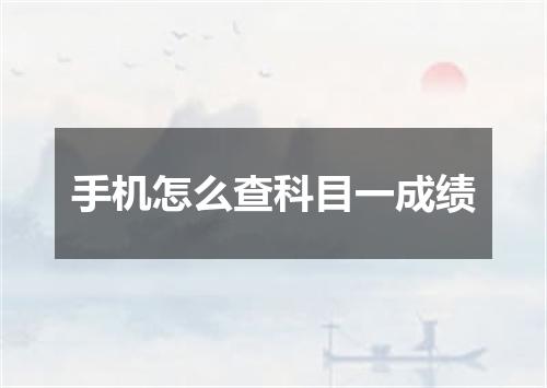 手机怎么查科目一成绩