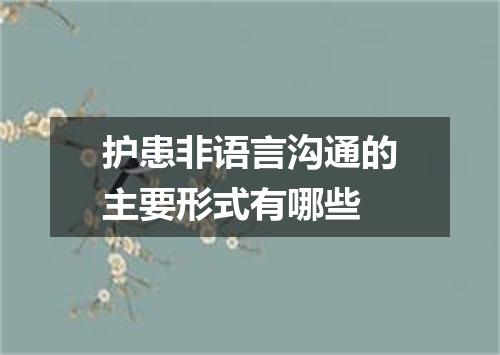 护患非语言沟通的主要形式有哪些