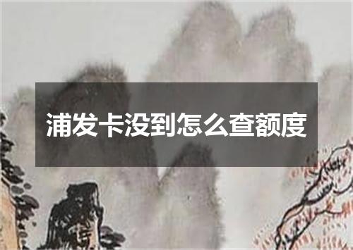 浦发卡没到怎么查额度