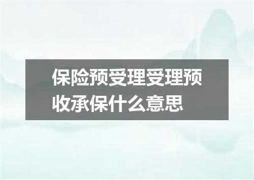 保险预受理受理预收承保什么意思
