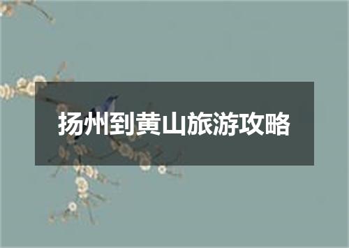 扬州到黄山旅游攻略