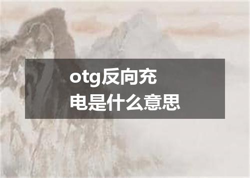 otg反向充电是什么意思