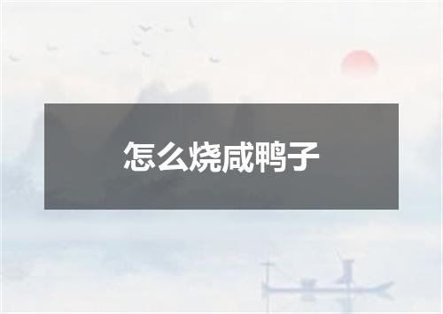 怎么烧咸鸭子