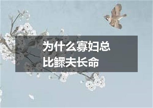 为什么寡妇总比鳏夫长命