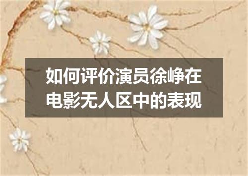 如何评价演员徐峥在电影无人区中的表现