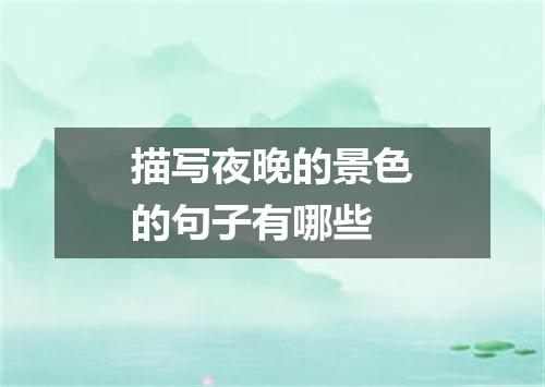 描写夜晚的景色的句子有哪些