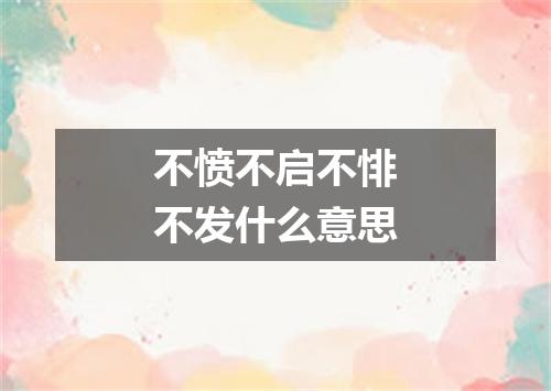 不愤不启不悱不发什么意思