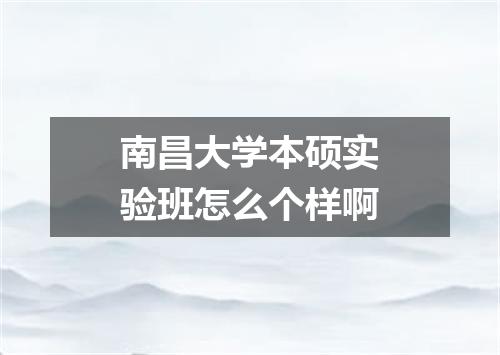 南昌大学本硕实验班怎么个样啊