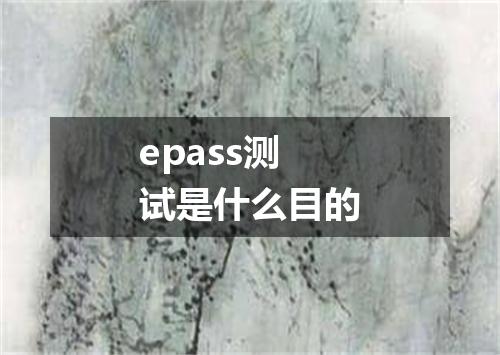 epass测试是什么目的
