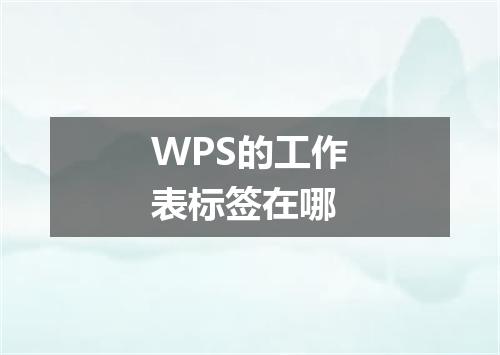 WPS的工作表标签在哪