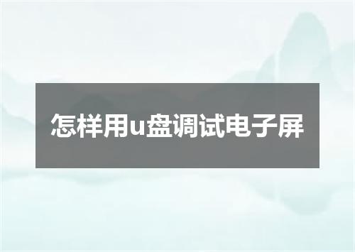 怎样用u盘调试电子屏