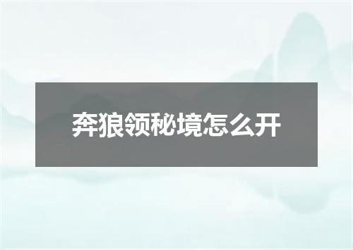 奔狼领秘境怎么开