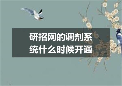 研招网的调剂系统什么时候开通