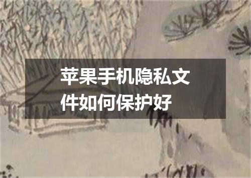 苹果手机隐私文件如何保护好