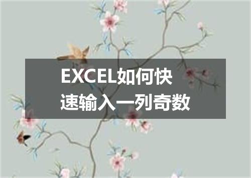 EXCEL如何快速输入一列奇数