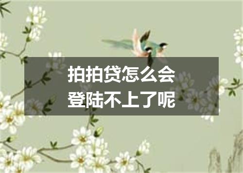 拍拍贷怎么会登陆不上了呢