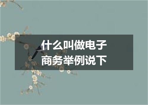 什么叫做电子商务举例说下