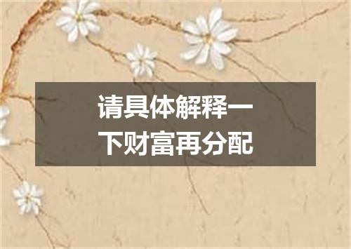 请具体解释一下财富再分配