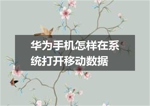 华为手机怎样在系统打开移动数据