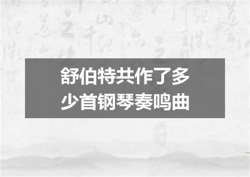 舒伯特共作了多少首钢琴奏鸣曲