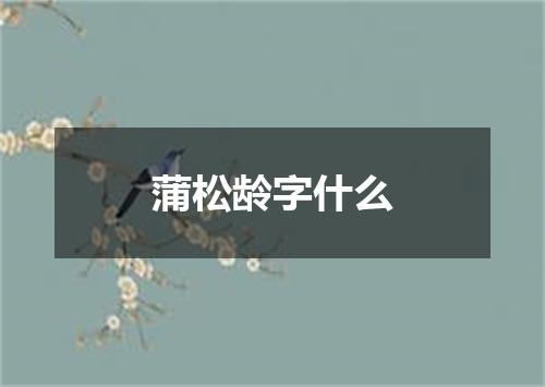 蒲松龄字什么