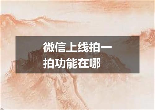 微信上线拍一拍功能在哪