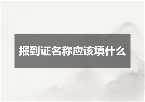 报到证名称应该填什么