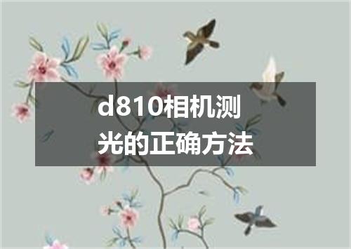 d810相机测光的正确方法