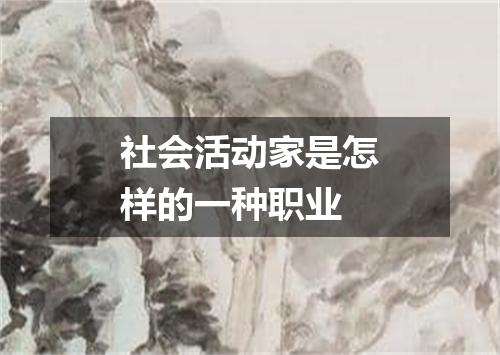 社会活动家是怎样的一种职业