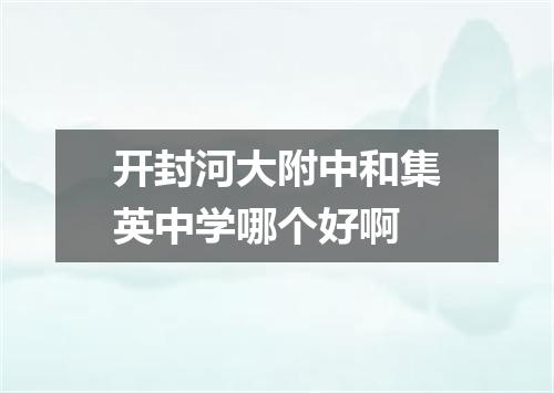 开封河大附中和集英中学哪个好啊