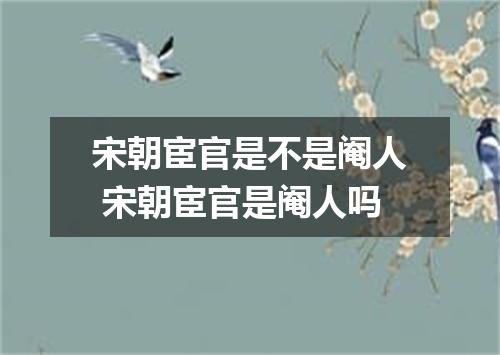 宋朝宦官是不是阉人 宋朝宦官是阉人吗