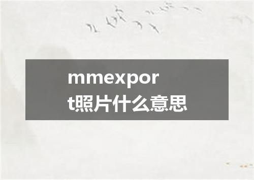mmexport照片什么意思