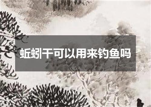 蚯蚓干可以用来钓鱼吗