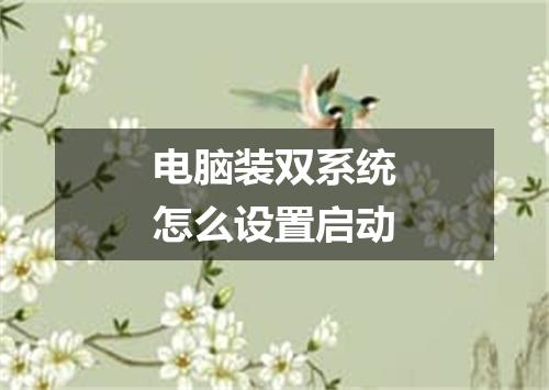 电脑装双系统怎么设置启动