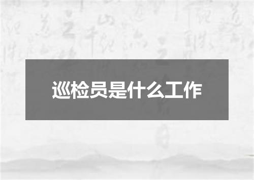 巡检员是什么工作