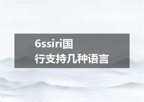 6ssiri国行支持几种语言