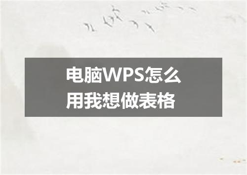 电脑WPS怎么用我想做表格
