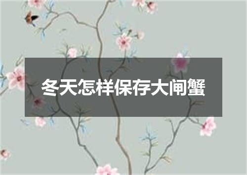 冬天怎样保存大闸蟹