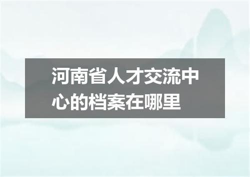 河南省人才交流中心的档案在哪里