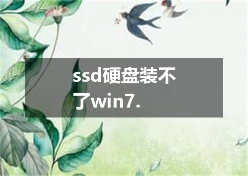 ssd硬盘装不了win7.