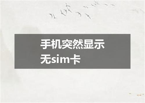 手机突然显示无sim卡