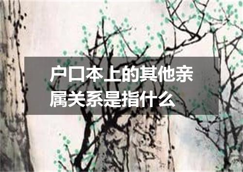 户口本上的其他亲属关系是指什么