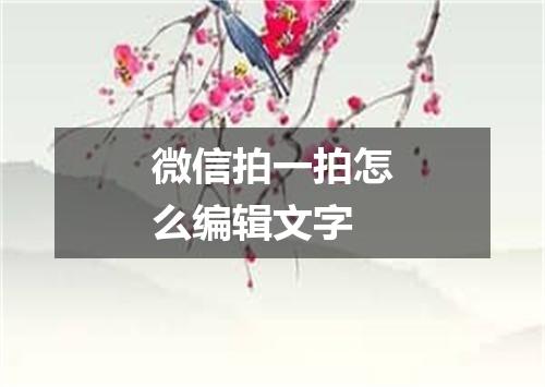 微信拍一拍怎么编辑文字