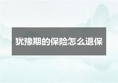犹豫期的保险怎么退保